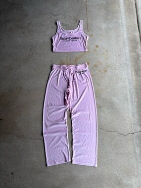 Juicy Couture Lilac Tank Crop Top & Lounge Pants Set